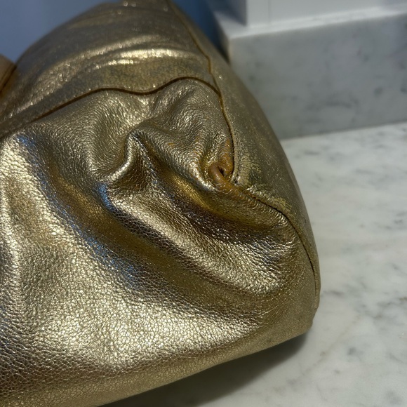 Tory Burch Gold Metallic Leather Tote Bag - Picture 12 of 14